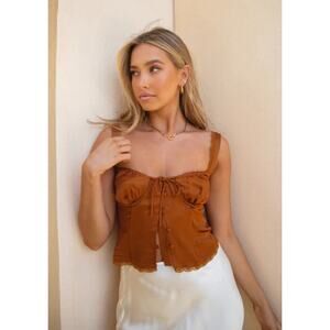 VRG GRL Copper Satin Bustier Crop Top Women’s Size 6 Boho Corset Y2K Aesthetic‎